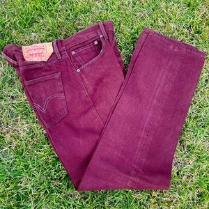 Levi’s men 501 straight leg button fly (maroon)
